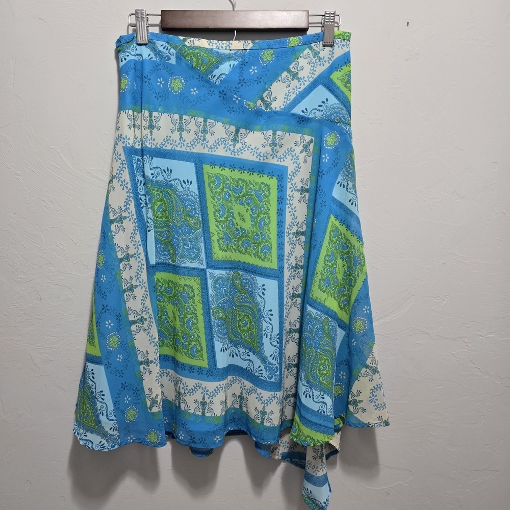 Y2K Fairy NWT Nine & Company Messina Skirt Size 8 Blue Green Asymmetrical - Picture 4 of 8